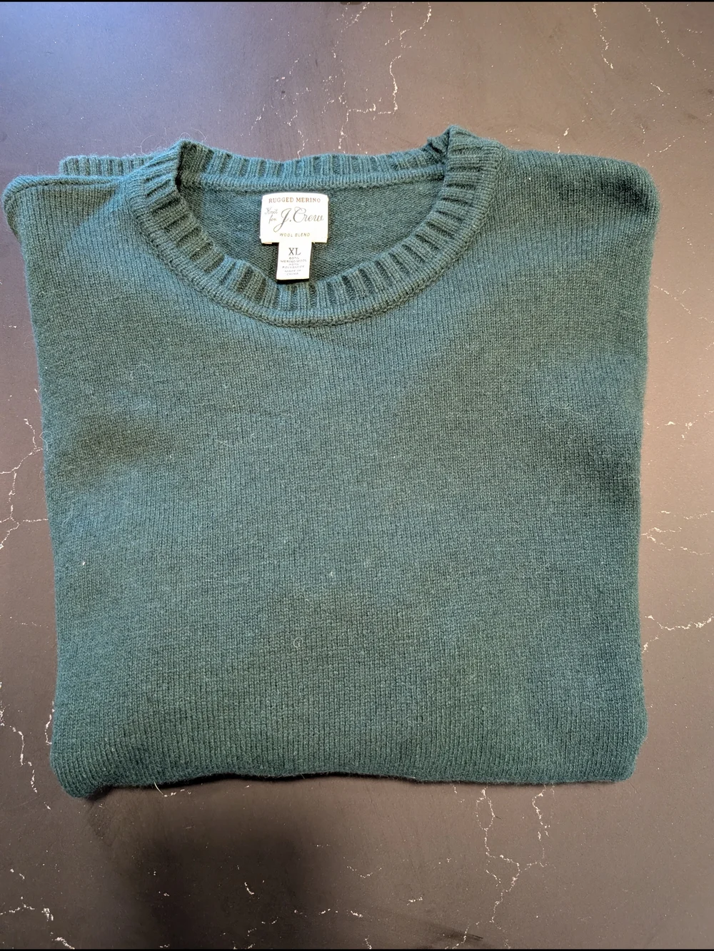 ​J.Crew Men's XL Rugged Merino Wool Blend Crewneck Sweater Forest Green